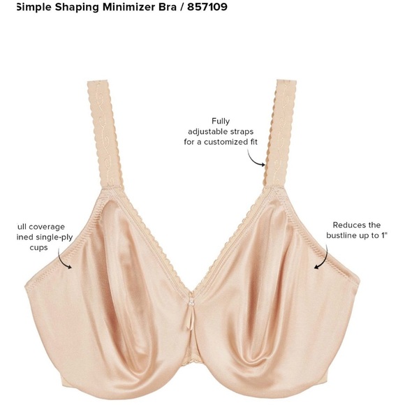 Wacoal Bra Black Simple Shaping Minimizer Underwire size 44D - Picture 13 of 14